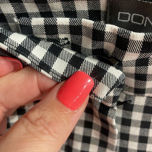 Donna Ricco GINGHAM checker Ponte black white ankle pants crop zipped stretch 8 - Picture 4 of 12